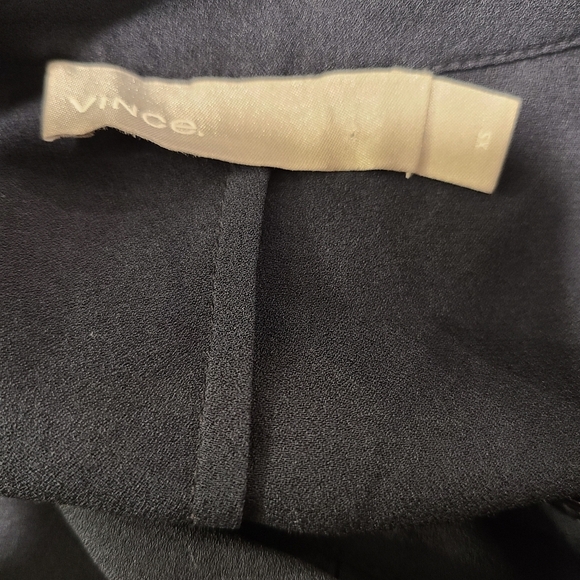 Vince Silk Shirred Belted Navy Shirt Dress - Picture 6 of 6